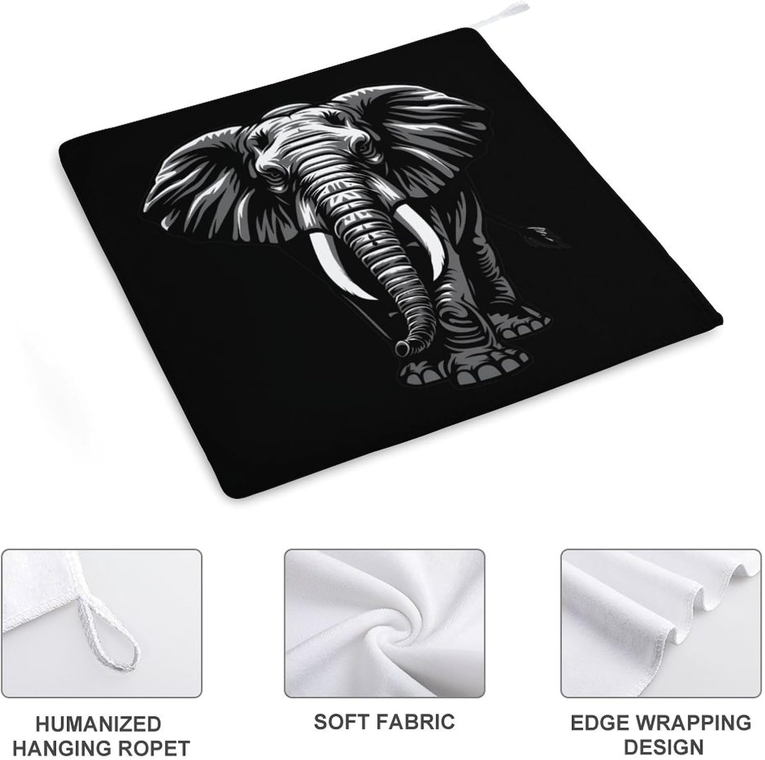 Elephant Hand Towels for Bathroom Kitchen Towels Small Towel Handkerchiefs with Hanging Loop 4PCS