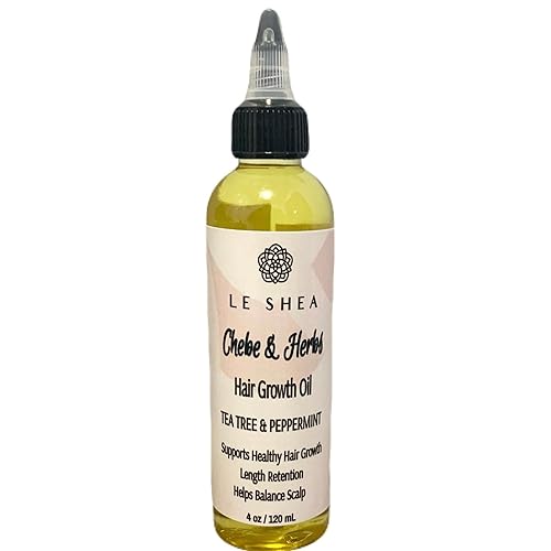 LE SHEA Chebe & Herbs Hair Growth Oil, Tea Tree Peppermint Pure African Chebe Powder Dry Itch Scalp Relief Anti-Breakage Repair Hempseed Flaxseed