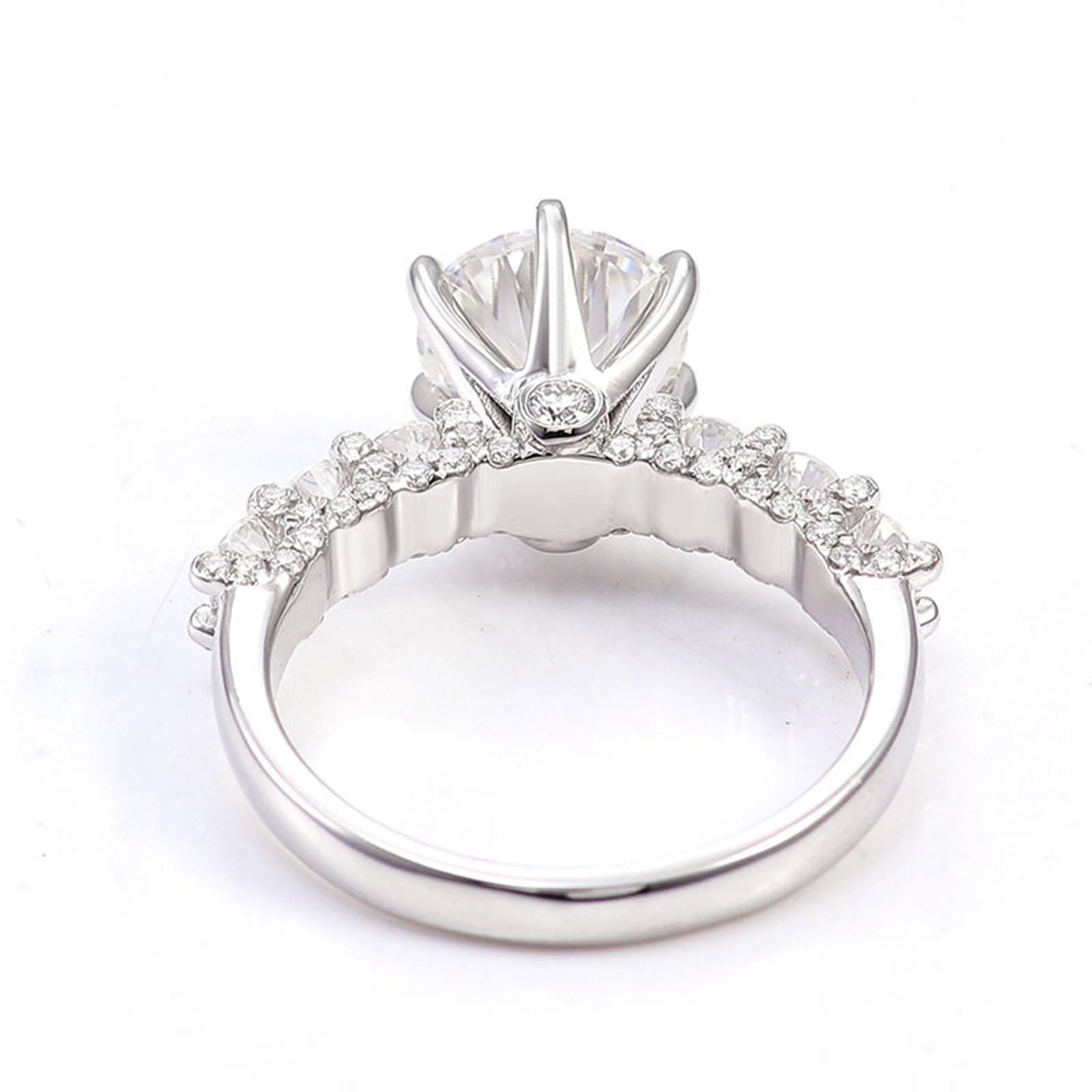 Anillo de oro blanco para mujer 375/585/750, anillo de boda de oro auténtico de 9 K/14 K/18 K, elegante solitario, alianza de boda, anillo de boda grabado con Moissanite D Color VVS1 para