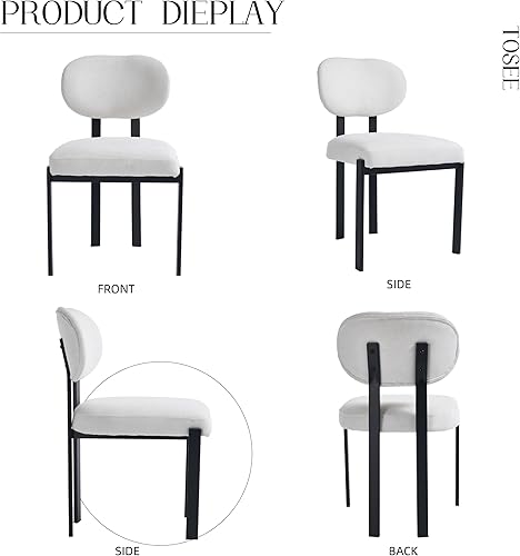 Miniatura 2 de Juego de 2 sillas de comedor modernas, sillas de comedor tapizadas de mediados de siglo con patas de metal, juegos de mesa y sillas, silla de Beige