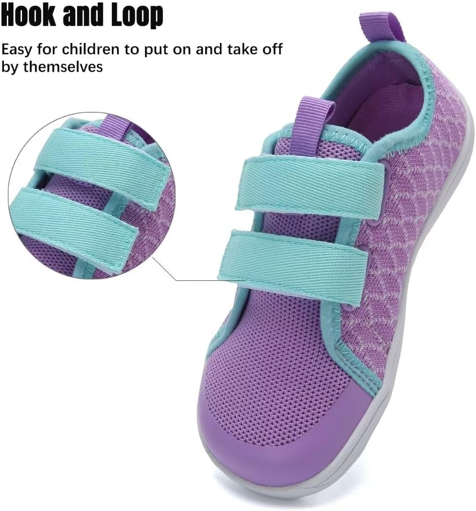 WateLves Toddler Little Kid Wide Barefoot The First Walking Shoes Girls Boys Breathable Lightweight Splay Naturally Minimalist Sneakers(Yulin,24) Purple - Image 7