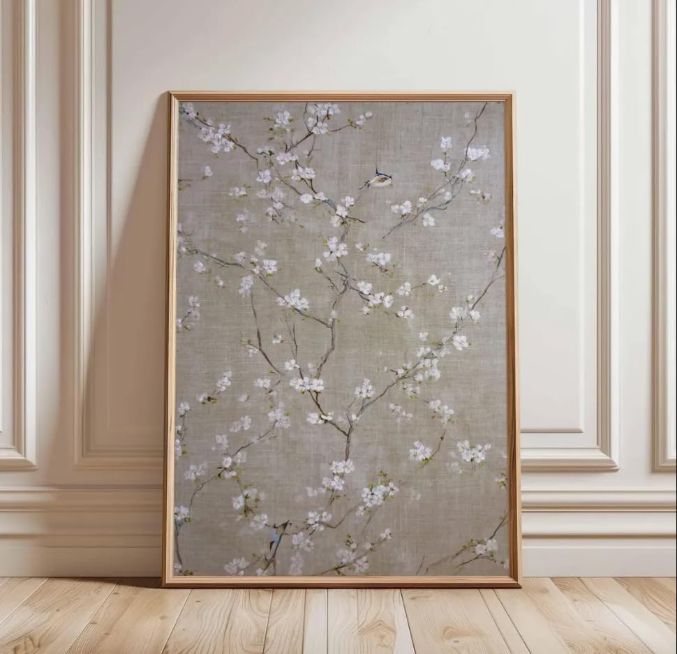 Poster fleurs de cerisier pour raviver un mur blanc de chambre