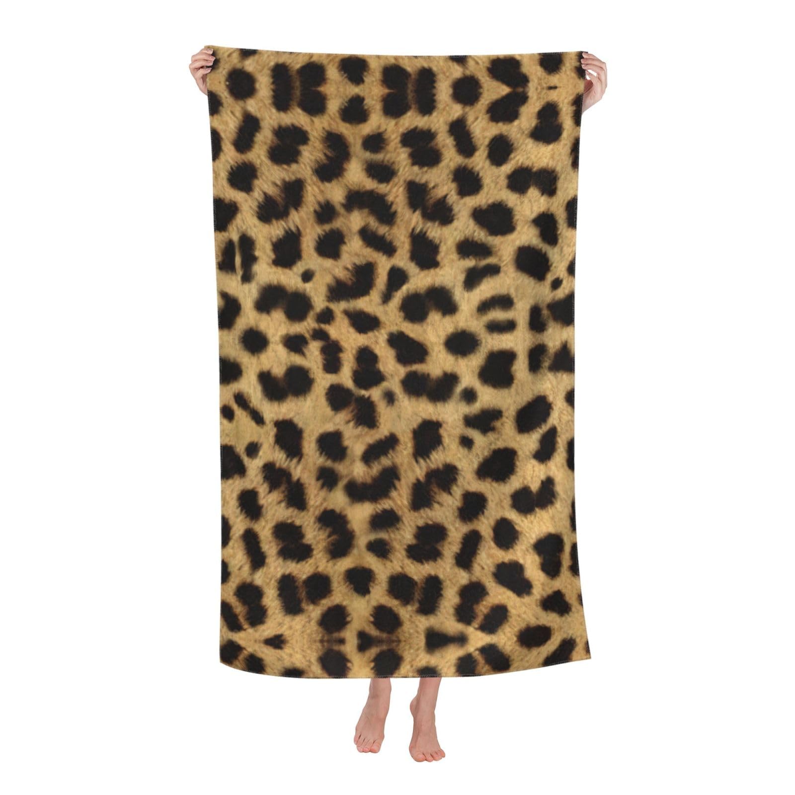 NImongt Leopard Animal Print Print Oversized Adult Beach Towel For Travel Weekend Getaways Festivals Camping Trips