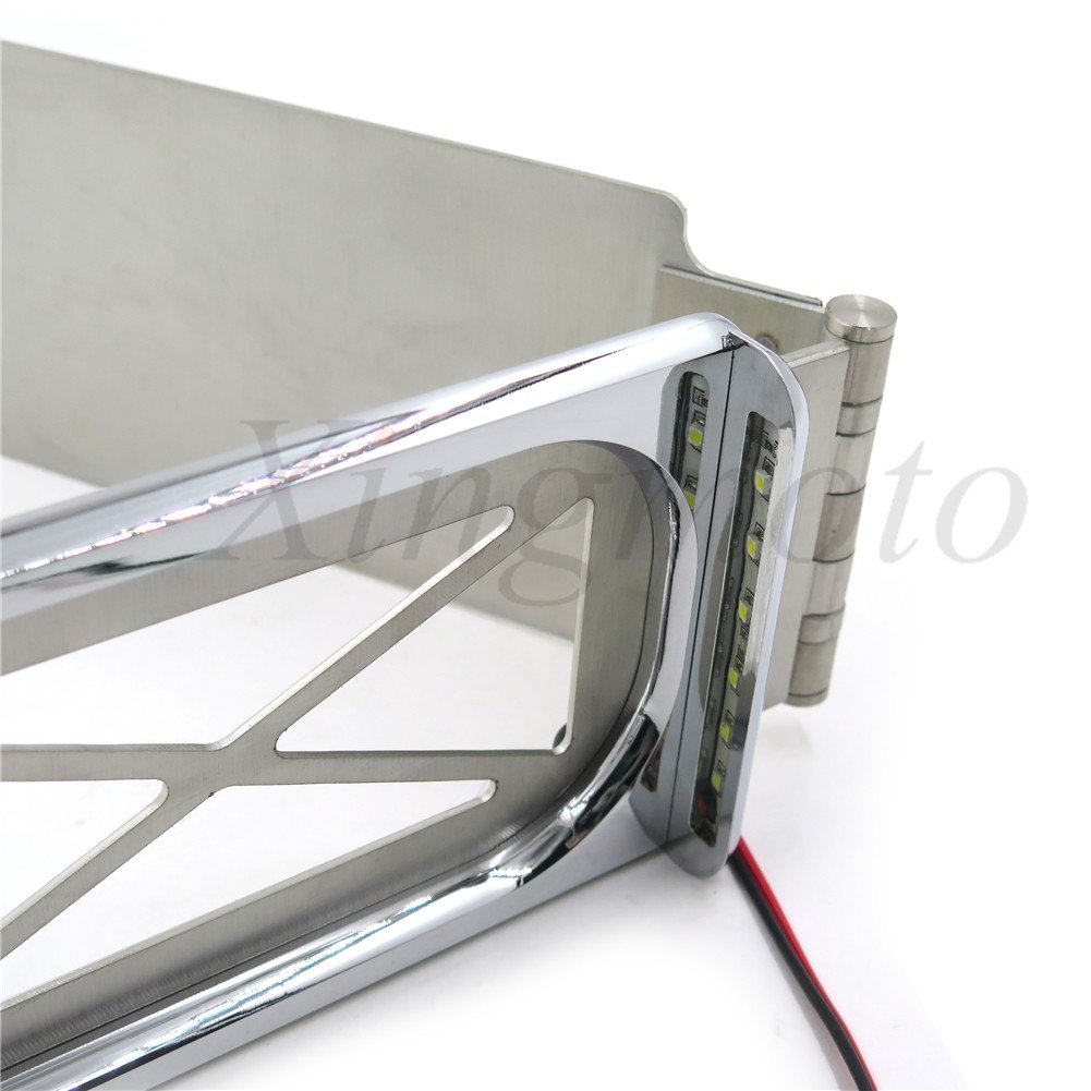 Soporte de placa de matrícula plegable LED para todo tipo de turismos con bolsa rígida de ABS cromada