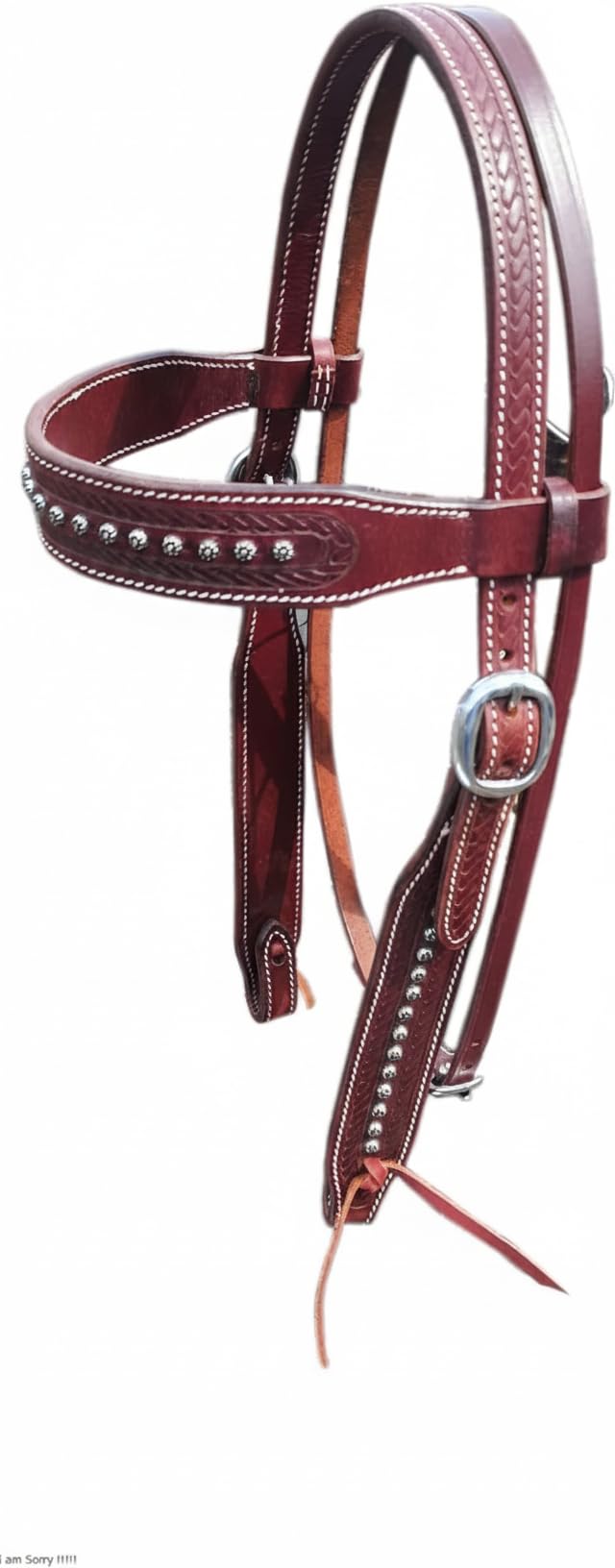 Leder Halfter für Pferd Stirnband Western Rohleder Knoten mit Doppelbesatz braun