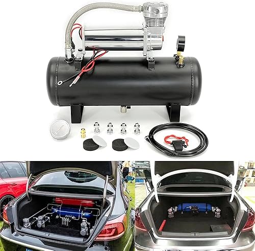 Miniatura 7 de Compresor de suspensión de tren de aire resistente de 200PSI 12V con tanque de bocina de tren/aire de 2 galones (8 litros)