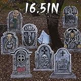 Large Halloween Tombstone Yard Sign 16.5 inch, 8 PCS Tombstones for Graves Halloween Gravestone Lawn Signs With Stakes Halloween Outdoor Decor Yard Decorations Waterproof