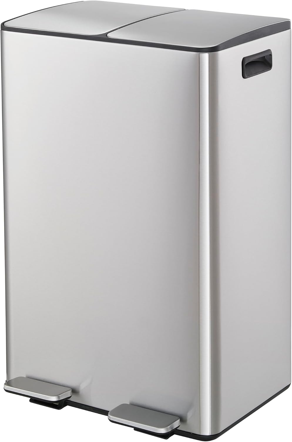 Casa Andrea Milano 15-Gallon Hands-Free Dual Compartment Recycling Kitchen Step Trash Can with Soft-Close Lid, Plastic Inner Buckets