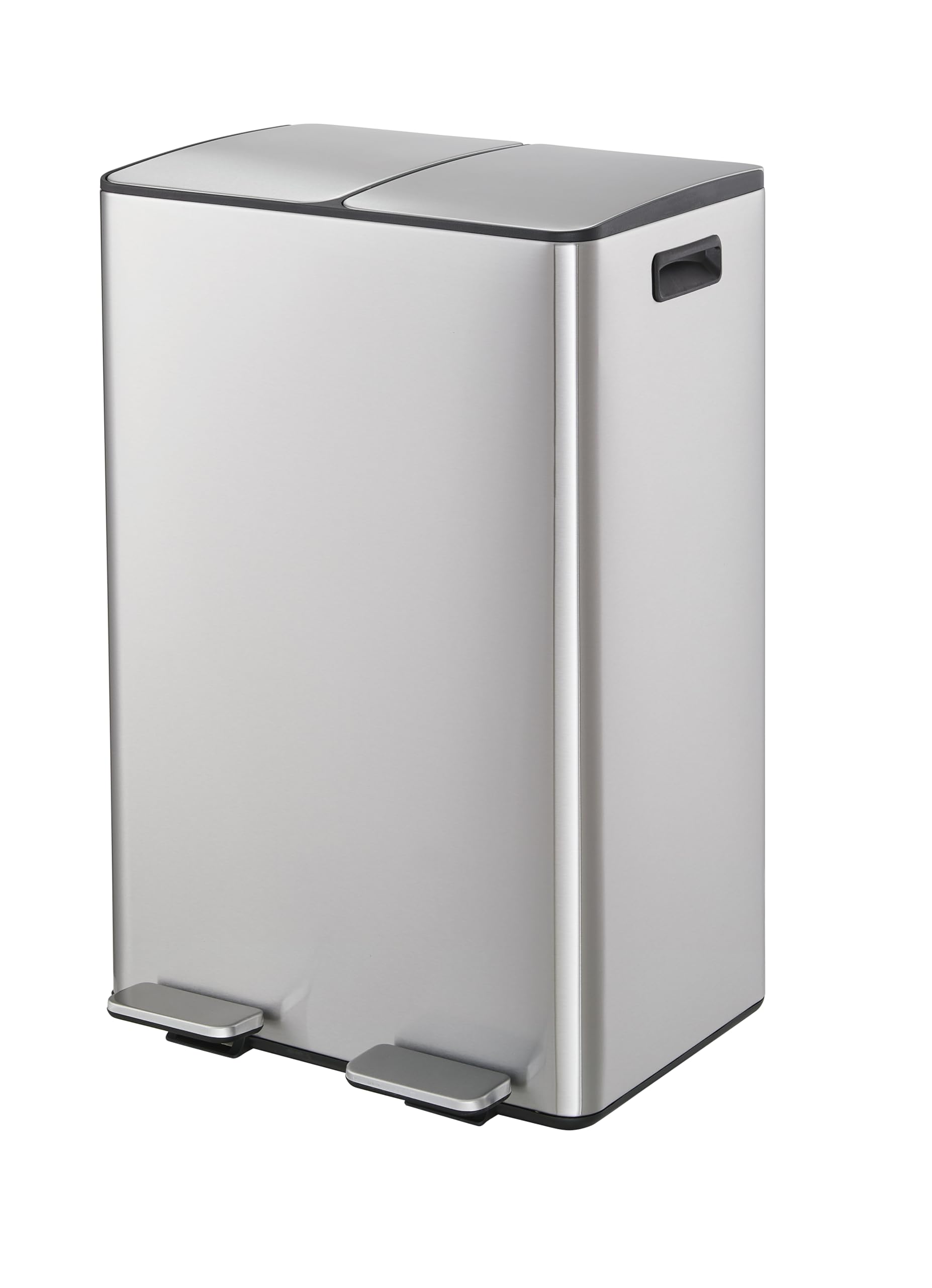 Casa Andrea Milano15-Gallon Hands-Free Dual Compartment Recycling Kitchen Step Trash Can with Soft-Close Lid, Plastic Inner Buckets