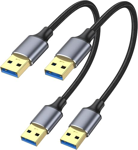 USB 3.0 Cable 1FT 2-Pack, Short USB A Male to Male Cable