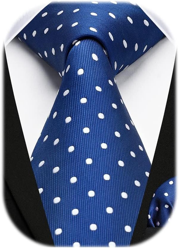 HISDERN Dot Ties for Men Wedding Tie Handkerchief Formal Business Necktie & Pocket Square Set