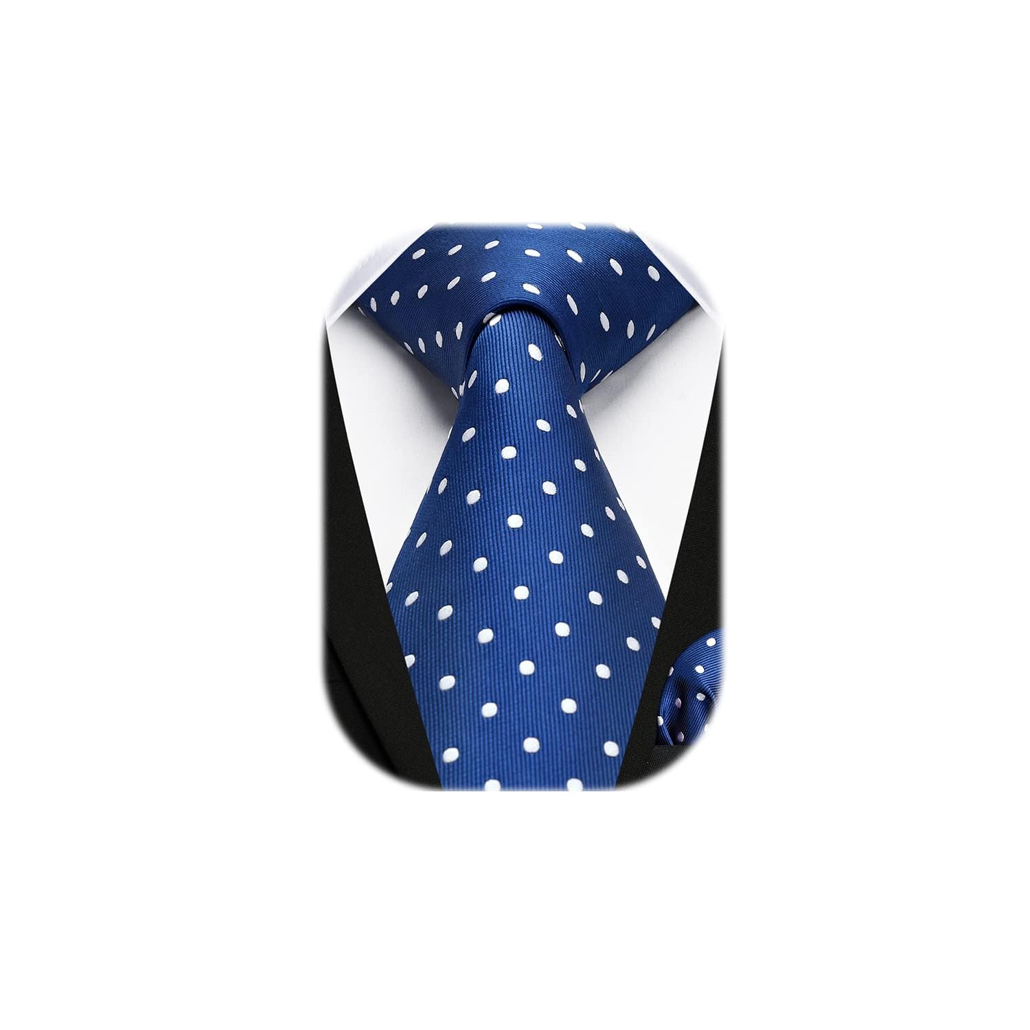 HISDERN Dot Ties for Men Wedding Tie Handkerchief Formal Business Necktie & Pocket Square Set