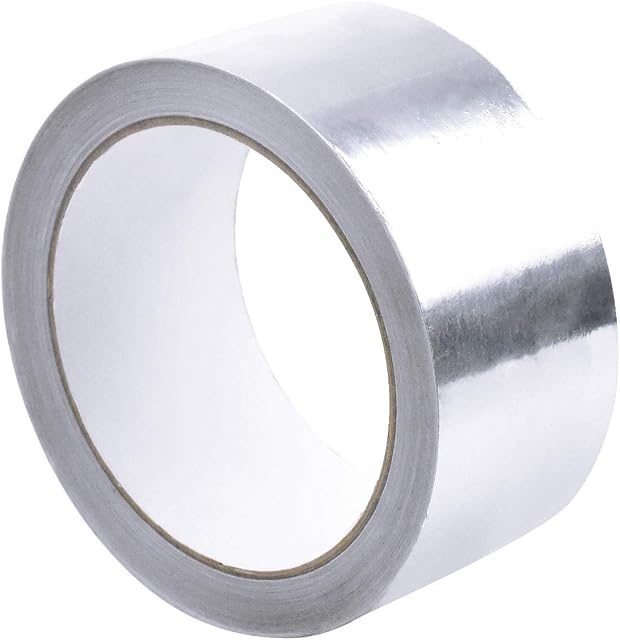 Aluminium Foil Tape Aluminium Foil Adhesive Duct Tape High Temp Heat-Resistant Repair Foil Tape Silver Wide Waterproof Tape Rolls for Pipe Ducting Repair Protect, 50mm x 20m