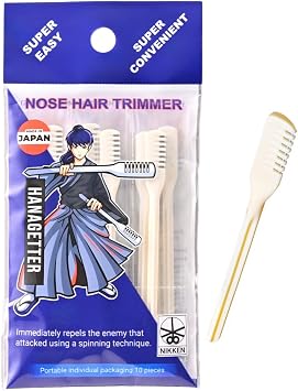 NIKKEN HANAGETTER Nose Hair Trimmer 10-Pack [Individually Wrapped] Made in Japan, Painless Manual Cutter, Portable & Disposable