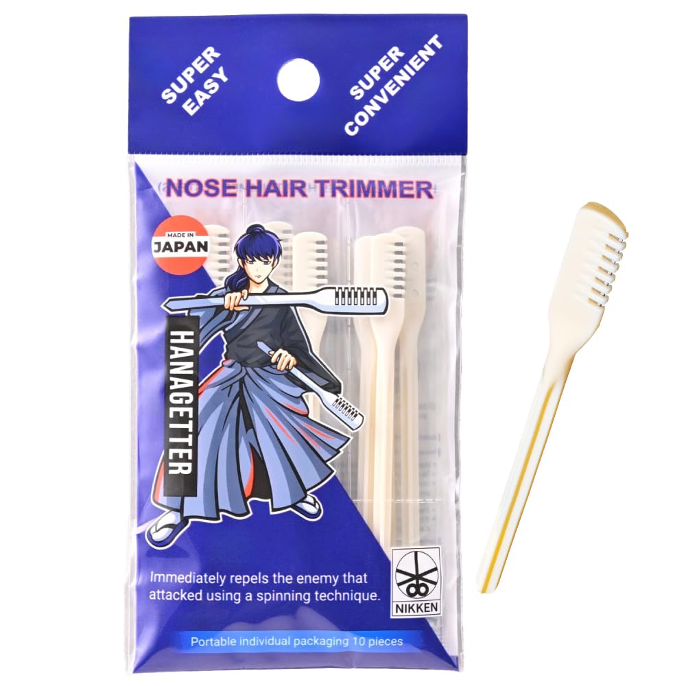 NIKKEN HANAGETTER Nose Hair Trimmer 10-Pack Individually Wrapped Made in Japan Painless Manual Cutter Portable Disposable
