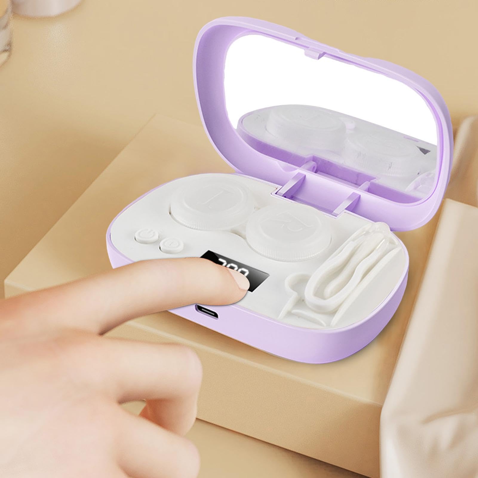 Limpiador Ultrasónico De Lentillas Temporizador Ultrasónico Portátil de 5 | Estuche de Viaje para Lentillas Para Hombres Y Mujeres, Diario, Viajes, Hogar, Oficina, Negocios, Escuela
