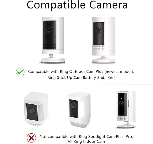 Vista 2 de Soporte magnético para cámara compatible con Ring Outdoor Cam Plus, batería Ring Stick up Cam (2ª, 3ª), soporte magnético para cámara