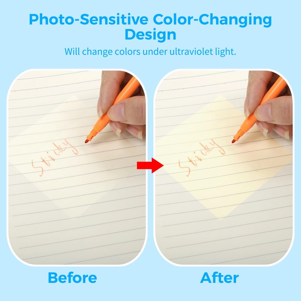 400 Stück Transparente Haftnotizen, Fotoempfindliche Klebenotizen mit 12 Textmarkern, 7,6 x 7,6 cm Wasserfeste Notizzettel zum Schreiben, Entfernbare bunte Haftnotizen