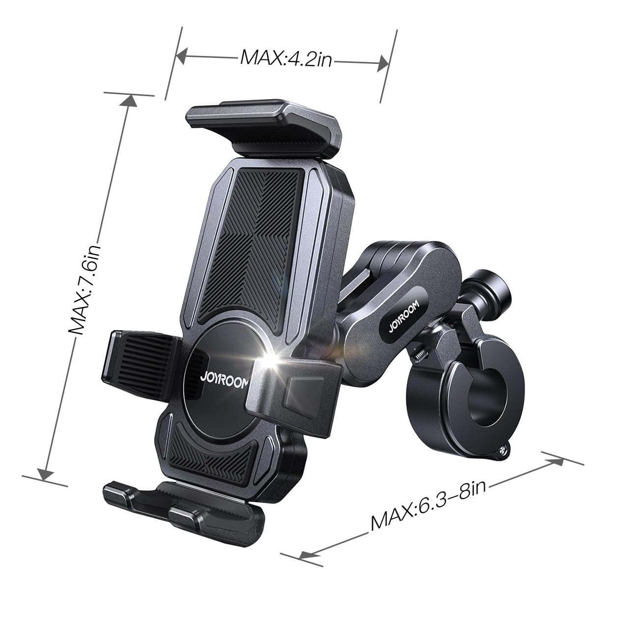 JOYROOM Uchwyt na telefon motocyklowy ze stopu aluminium, metalowy uchwyt na telefon motocyklowy z tłumikiem wibracji, do roweru, skutera ATV/UTV, kompatybilny z iPhone, Samsung, wszystkimi telefonami