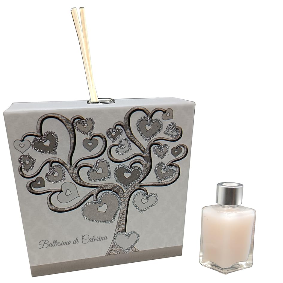 SET 18 pz Profumatori ecopelle ALBERO DELLA VITA CUORE personalizzato in scatola da regalo. Bomboniere, Battesimo, Comunione, Cresima, Laurea, Matrimonio, Anniversari. Originali moderni (Argento, 18)