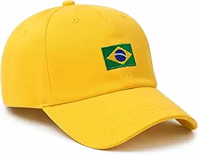 Boné do Brasil Aba Curva Bandeira Bordado Seleção Brasileira AMARELO Adulto Unissex com Regulagem Traseira Snapback