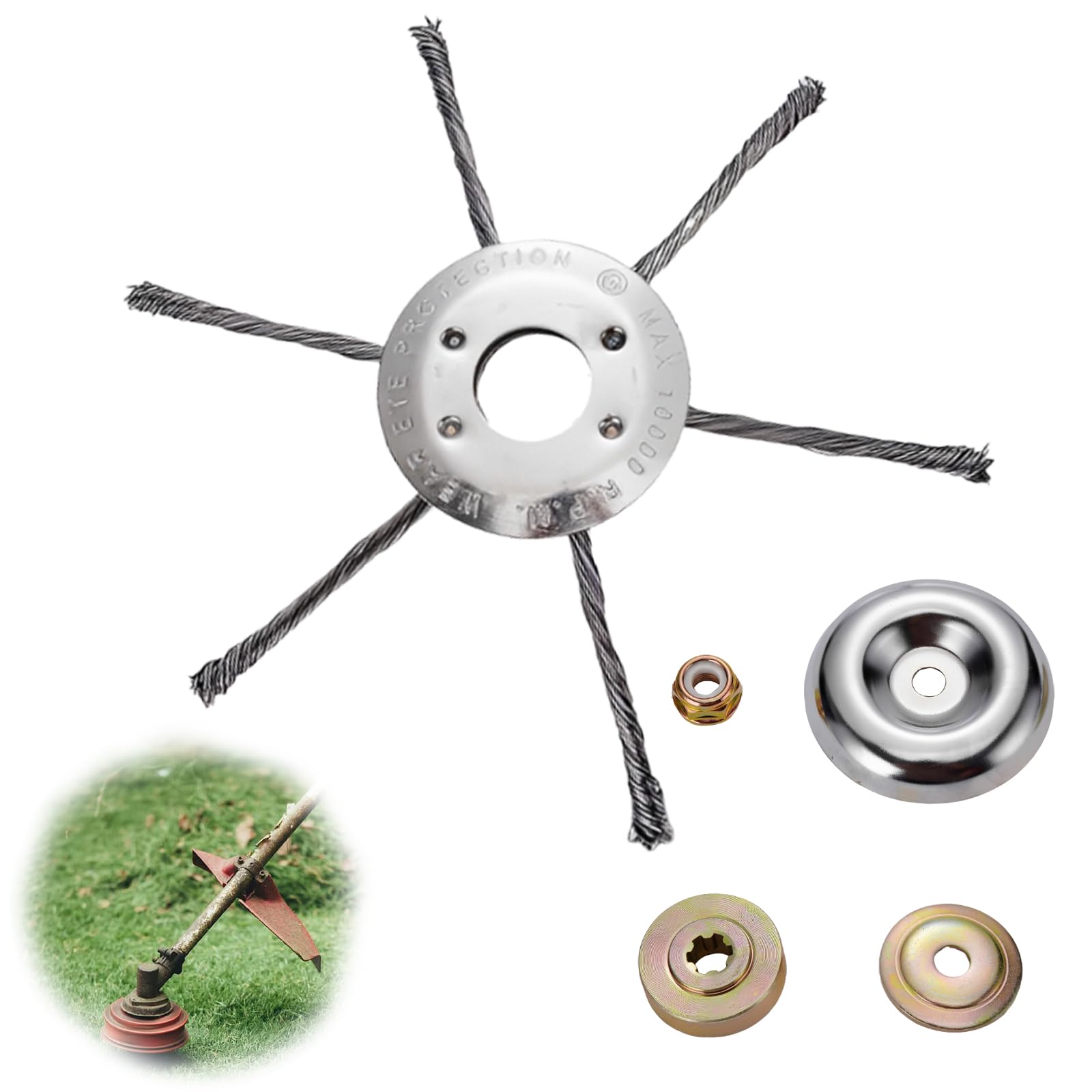 KFSCIP 5-Piece Wire Strimmer Head Set, Strimmer Attachments, Steel Wire Strimmer Head, Grass Trimmer Replacement Parts and Brush Cutter Accessories for Petrol Strimmer Garden Maintenance
