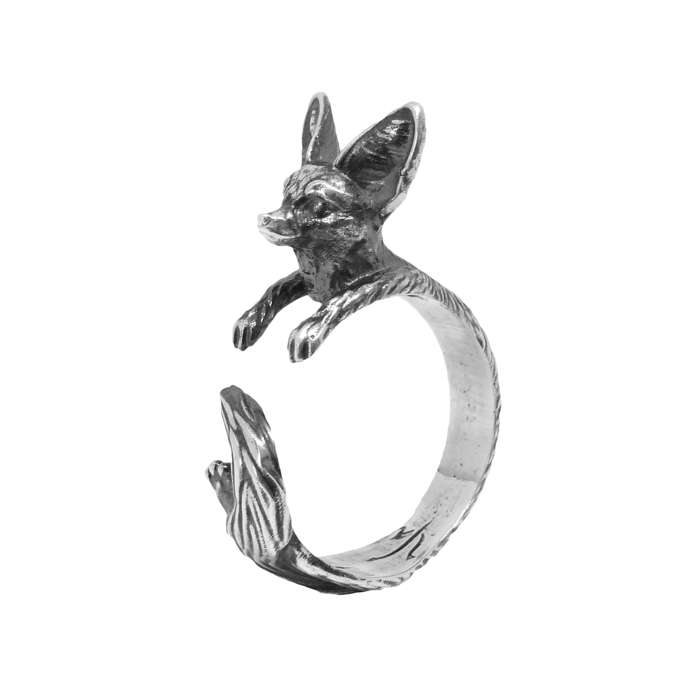 Sterling Silver Fennec Fox Ring, Handmade Fox Ring, Silver Fox Jewelry, Handmade Silver Ring, Animal Ring
