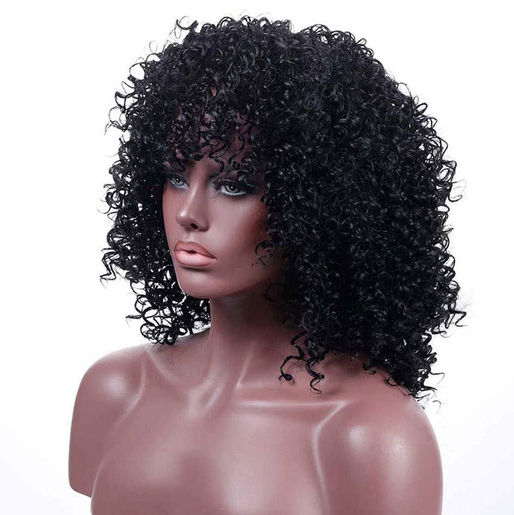 Amazon.co.jp: ウィッグショートブラックカーリーショートヘアウィッグ