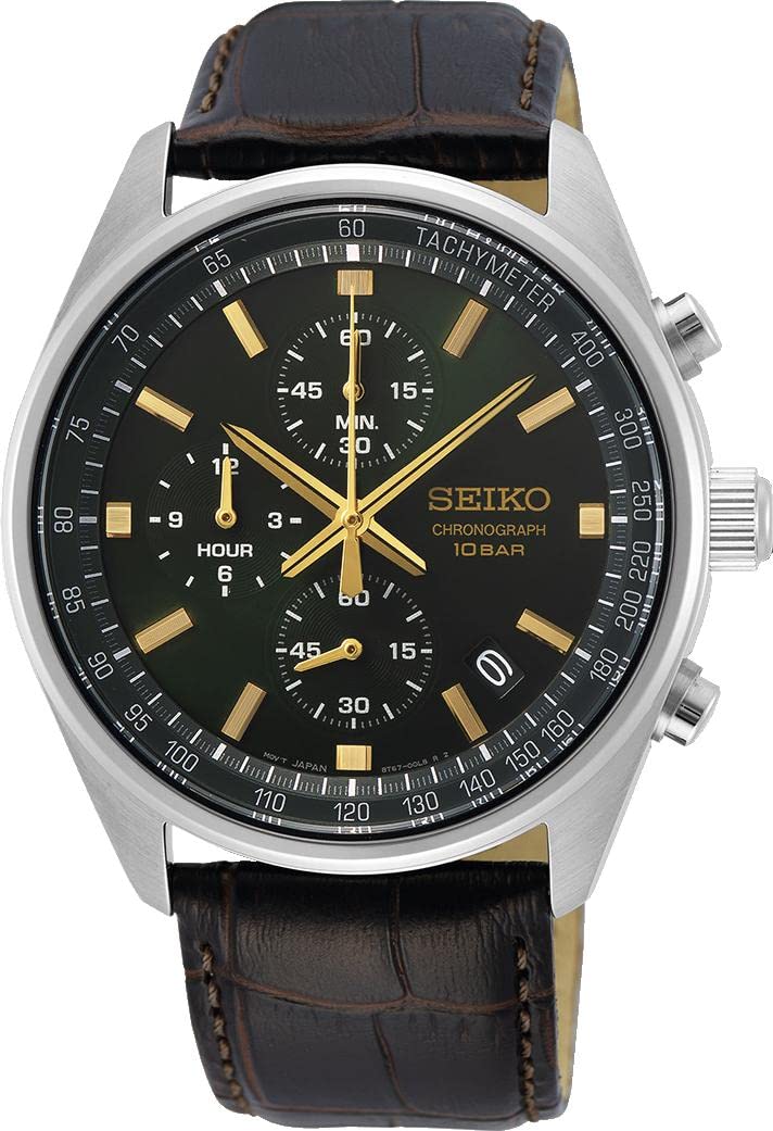 Seiko Herren-Uhr Quarz Edelstahl mit Lederband