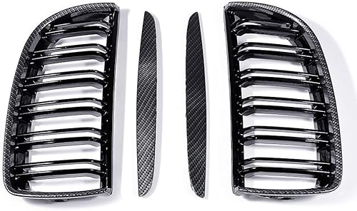 Miniatura 6 de Rejilla de riñón de fibra de carbono de doble listón, color negro brillante, repuesto para BMW E90 E91 2005-2008 Serie 3 Pre-LCI Izquierda Derecha,