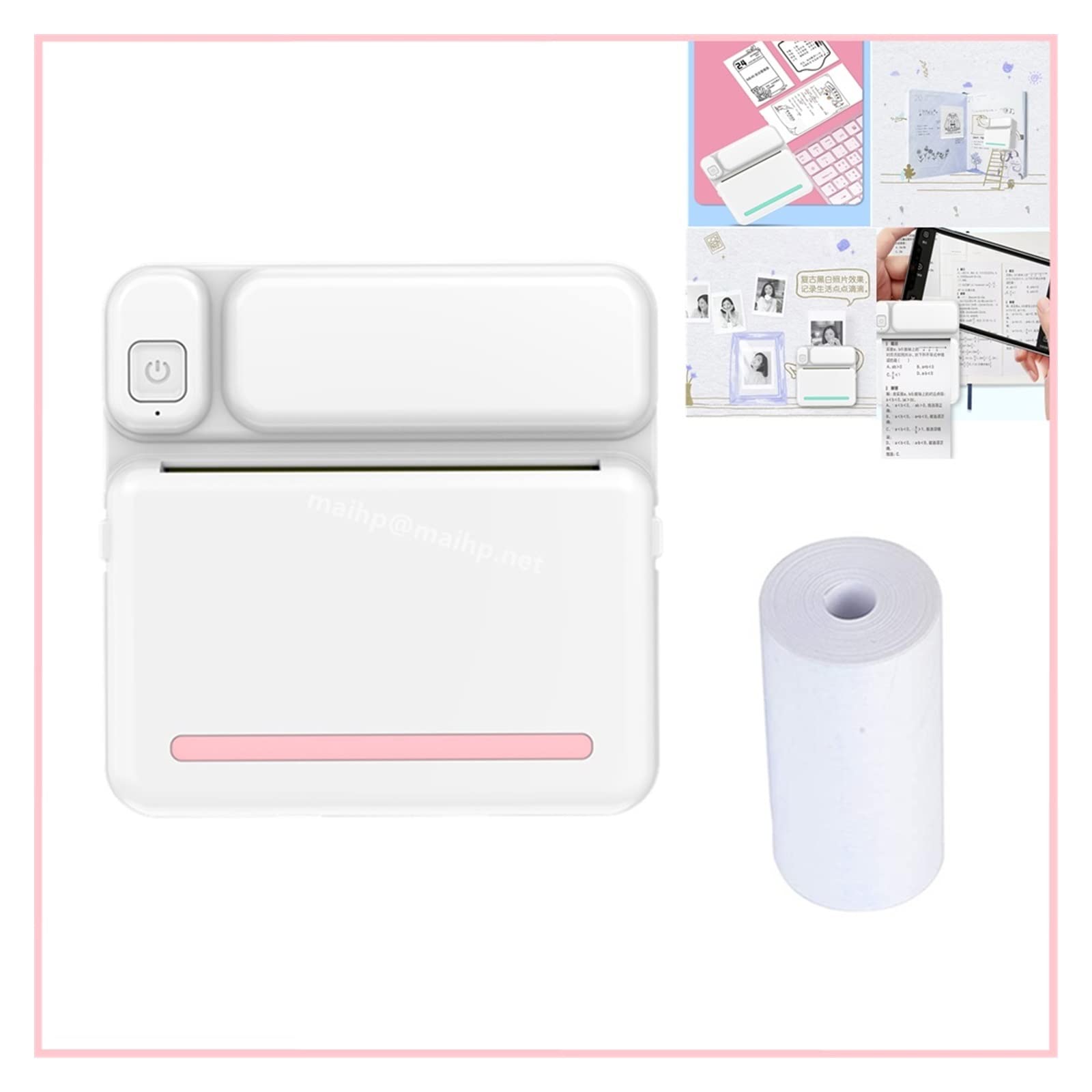 Imprimante à jet d'encre portable Imprimante thermique Portable rose bleu MINI poche Photo thermique 58mm impression sans fil Bluetooth Android IOS étiquette Notes imprimante pour étiquette de date de