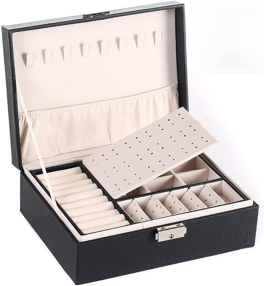 Jewelry Case Jewelry Box Jewelry Organizer Small Jewelry Box Jewelry Storage Travel Jewelry Case Double Layer Leather Travel Jewelry Organizer For Women Girls Gift Jewelry Storage (Color : Onecolor,
