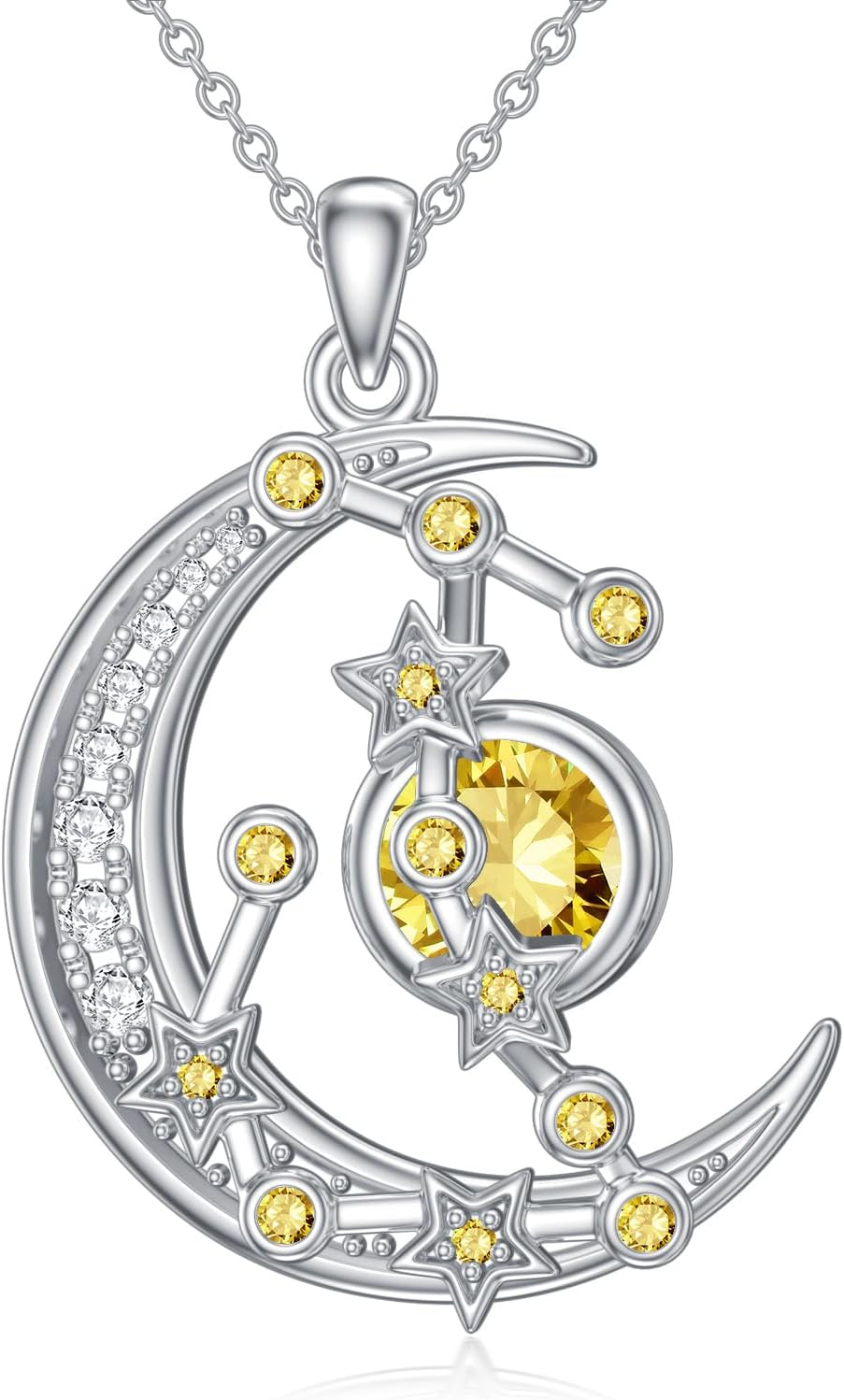 ROMANTIC WORK Collana Uomo Con Segno Zodiacale Leone In Argento Sterling 925 E Zirconi – Ciondolo Astrologia Con Catena In Acciaio, Regalo Originale Per Uomo Leone