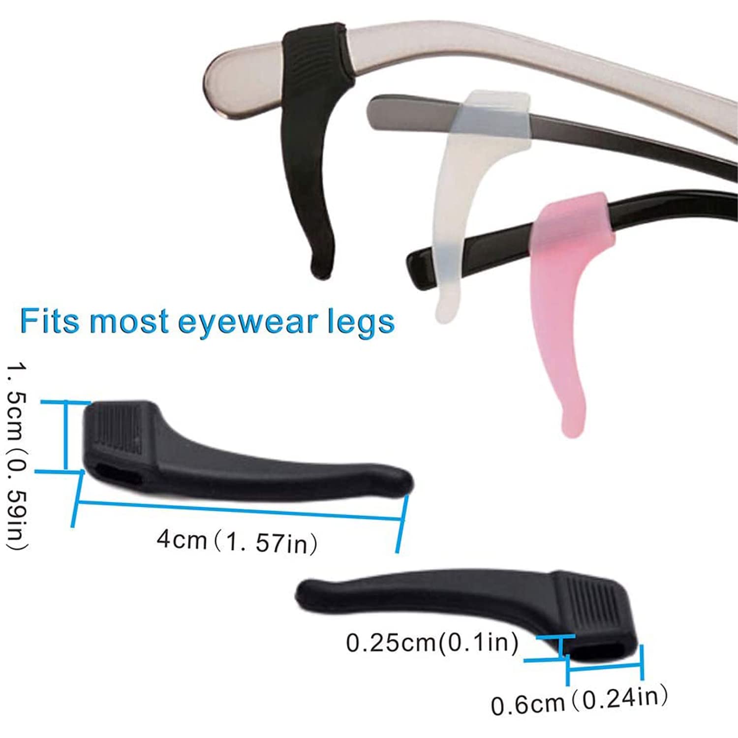 VILIA 12 works Eyeglasses Anti Slip Retainer Glasses Ear Hook Grip kids and Adults Silicone Anti Slip Holder For Glasses Piece Eyeglass Temple Tip(Multicolored) - Image 2
