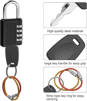 Key for TSA, 2 PCS 007 Silvery Keys for T-S-A 007 Master Luggage Lock Keys + 2 Pcs Key Ring + 2 Pcs Wire Keychain, Compatible with Bag Luggage Suitcase Password Locks Repair