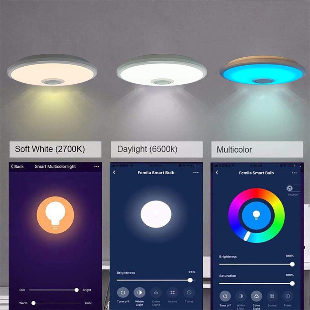 Blасk Frіdау - 40% оƒƒ Combuh 36W LED Music Ceiling Light with Bluetooth Speaker Smart APP and Remote Control, RGB Color Changing, Dimmable Modern Flush Mount Ceiling lamp for Living Room, Bedroom, Dining Room