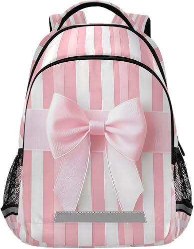 ALAZA Pink Ribbon Bow School Backpack for Girls & Boys, Kids Laptop Bookbag with
