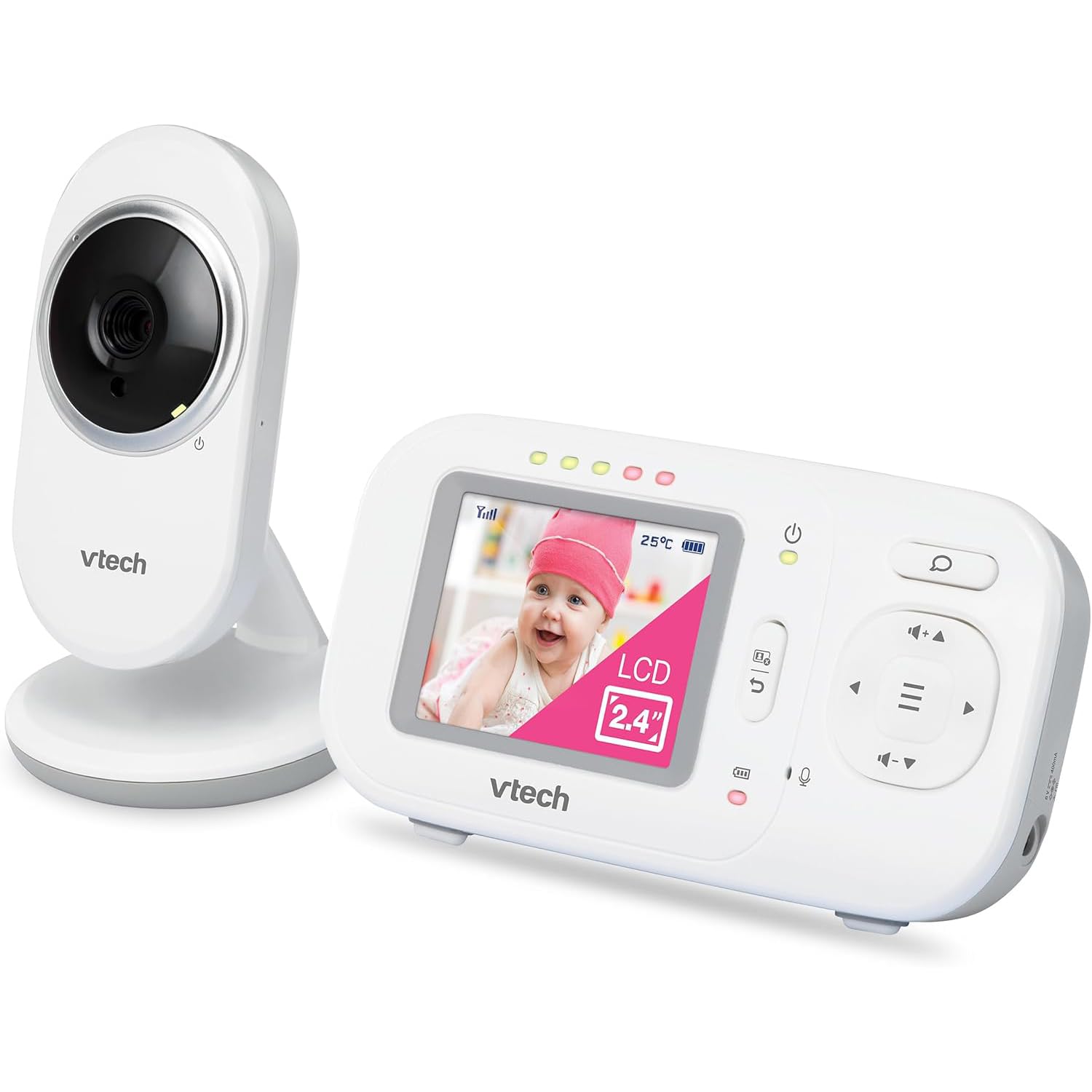 VTech Baby Monitor con Display 2,4", Visione Notturna, Comunicazione Bidirezionale, Sensore di Temperatura, Indicatore Sonoro, Raggio Fino a 300m, Suoni Rilassanti e Ninne Nanne, Senza Wi-Fi: VM320