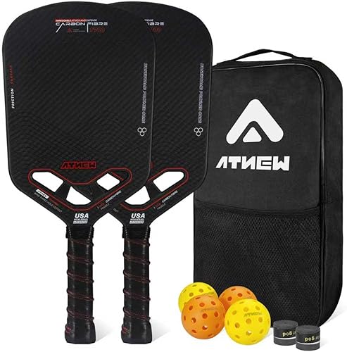 Miniatura 8 de Paletas de pickleball T700 3K de fibra de carbono Picklebll con garganta aerodinámica sin bordes, raqueta de pickleball termoformada de 0.630 in