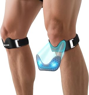 2-Pack Silicone Patellar Tendon Support Straps, Adjustable Non-Slip Patella Knee Brace for Jumpers Knee, Tendonitis - Relief for Basketball, Volleyball, Running, Squats (Black)