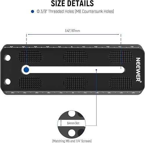 Miniatura 7 de NEEWER 4.72"120mm Rail Bar Vixen Style Dovetail Plate, Metal Montaje Placa Sillín con 14" 38" D Anillo Tornillo para Telescopio Montaje Adaptador