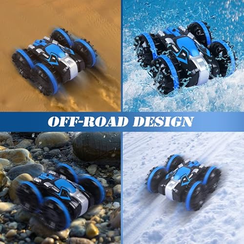 Toys For 5-10 Year Old Boys Rc Car For Kids 2.4 Ghz Remote Control Boat Waterproof Rc Monster Truck Stunt Car 4Wd Remote Control Vehicle Boys Girls Birthdays Gifts All Terrain Water Beach Pool Toy #TOP4