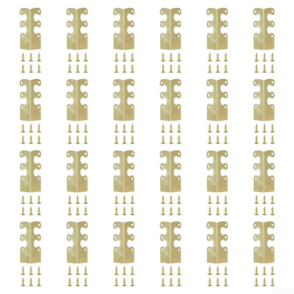 Baseboard Corner Protectors, Brass Vintage Metal Corner Bracket, Skirting Board Guards For Home Cabinet Doors, Furniture Protection(Gold 24pcs)