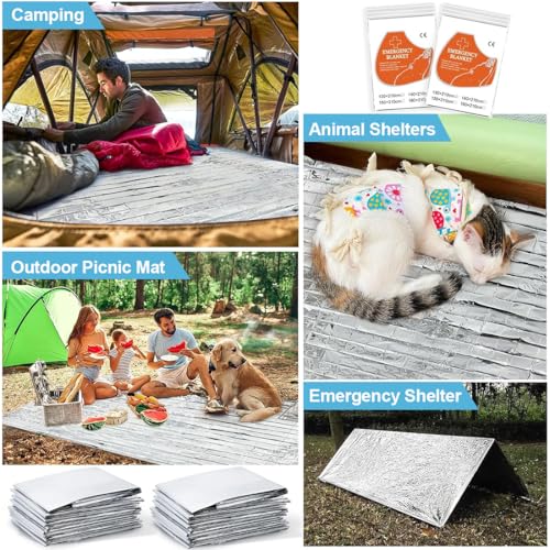 NJCXOLA Rettungsdecke, Rettungsdecke Silber, Notfalldecke für Erste Hilfe, Für Camping Und Outdoor (210 X 160cm,3pcs)