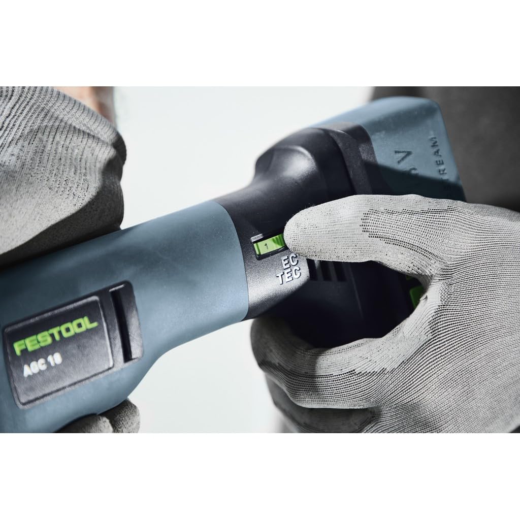 Festool Amoladora angular inalámbrica AGC 18-125 EB-Basic-5.0 – Motor EC-TEC sin escobillas, 4500 – 8500 rpm, a prueba de polvo, baja vibración, incluye batería de 5,0 Ah y Systainer