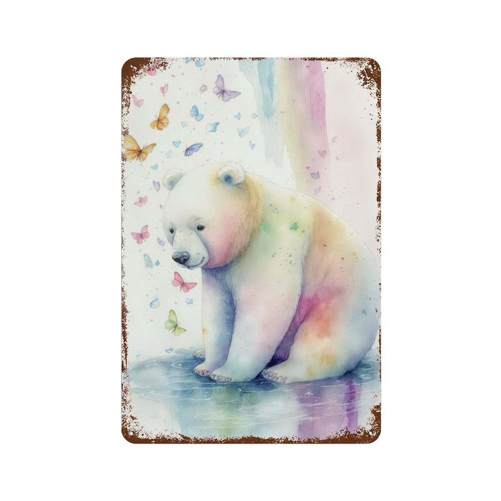 Sweet Polar Bear Decorative Tin Sign 11.8"x7.9", Shabby Chic Decor for Garage, Pub Or Kitchen
