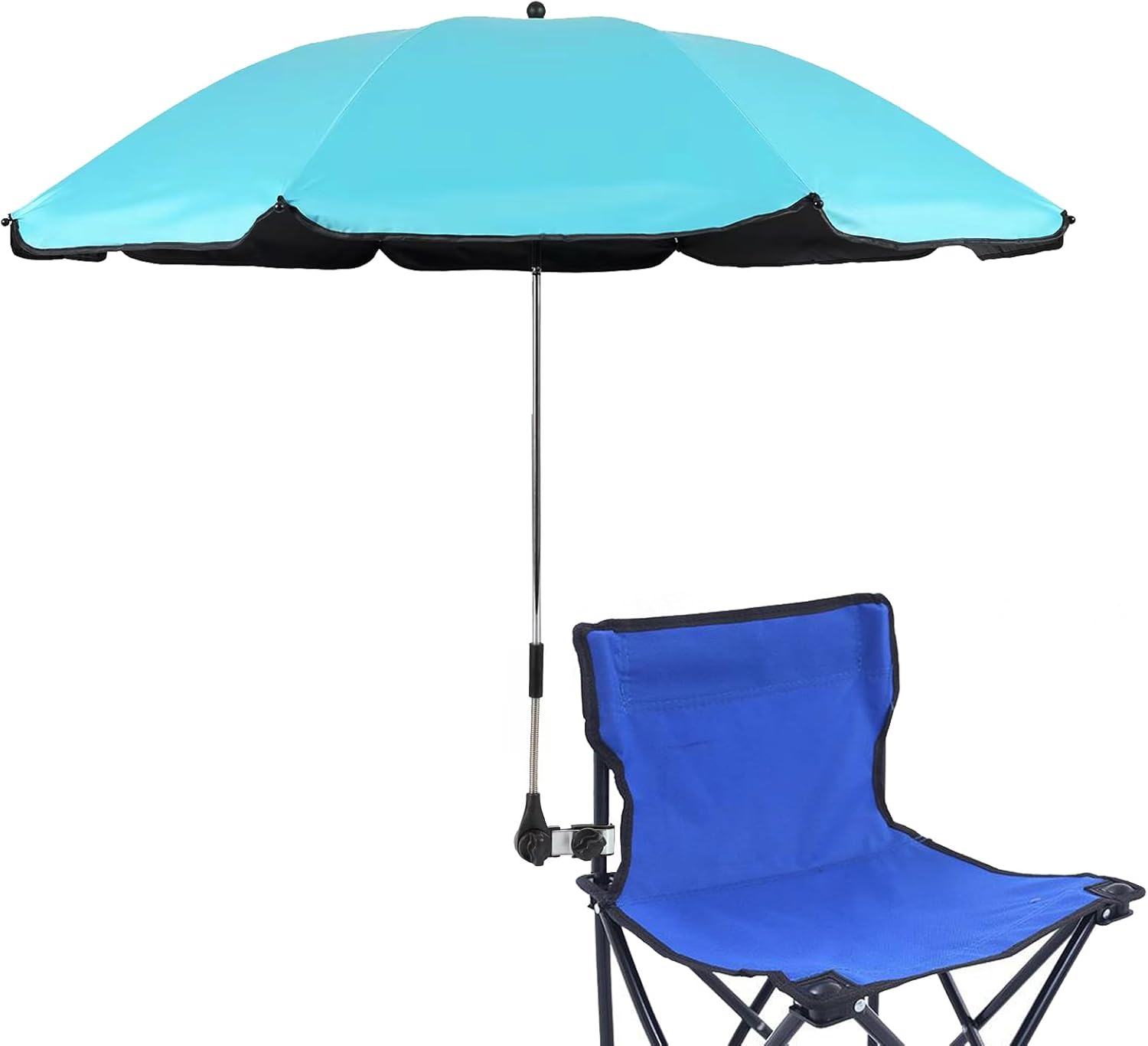 chair umbrella with clamp,46 inches upf 50+ clip on parasol for patio,beach chairs,strollers,wheelchairs,golf carts blue