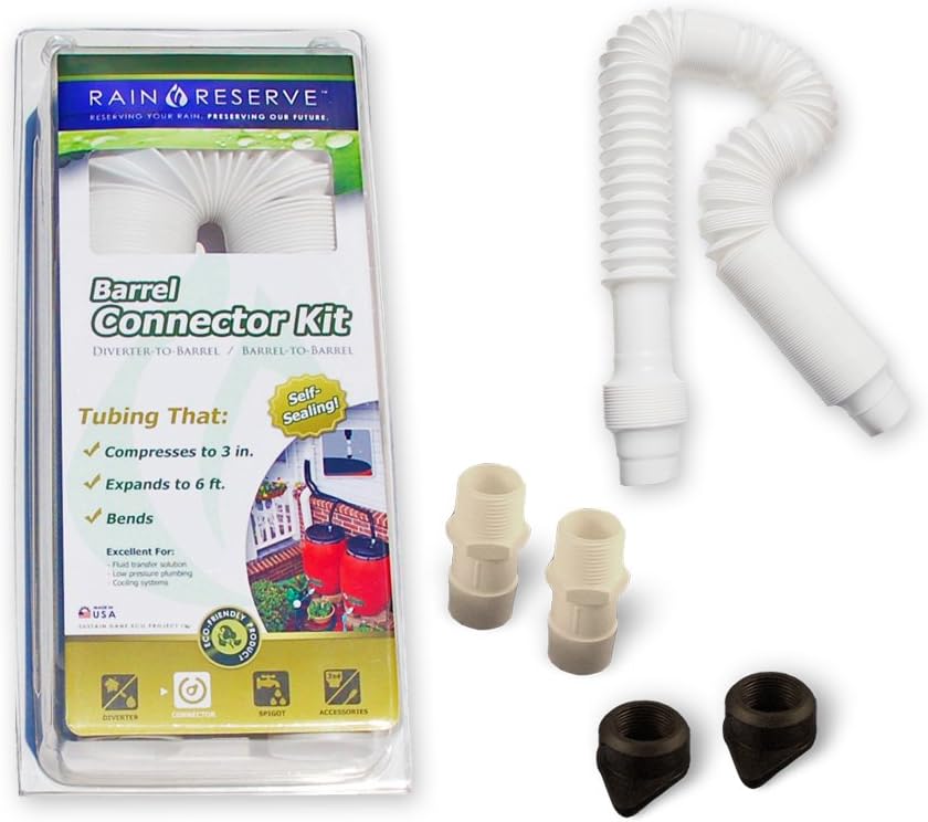 Rain Reserve 2012312 Rain Barrel Connector Kit white parts package