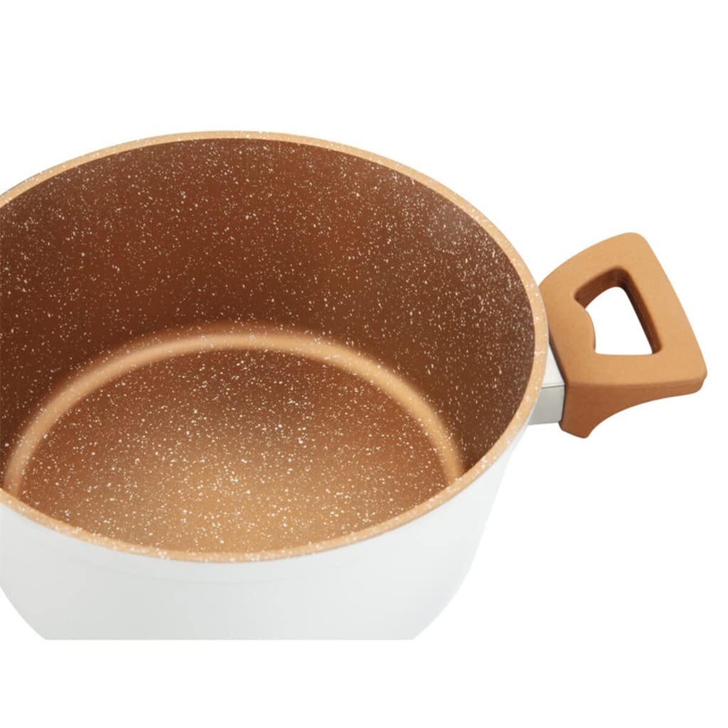 4 Pfannen 7-TLG. Set Antihaft-Pfanne Schmortopf Milchtopf Granitoptik Kochgeschirr-Set mit Glasdeckel