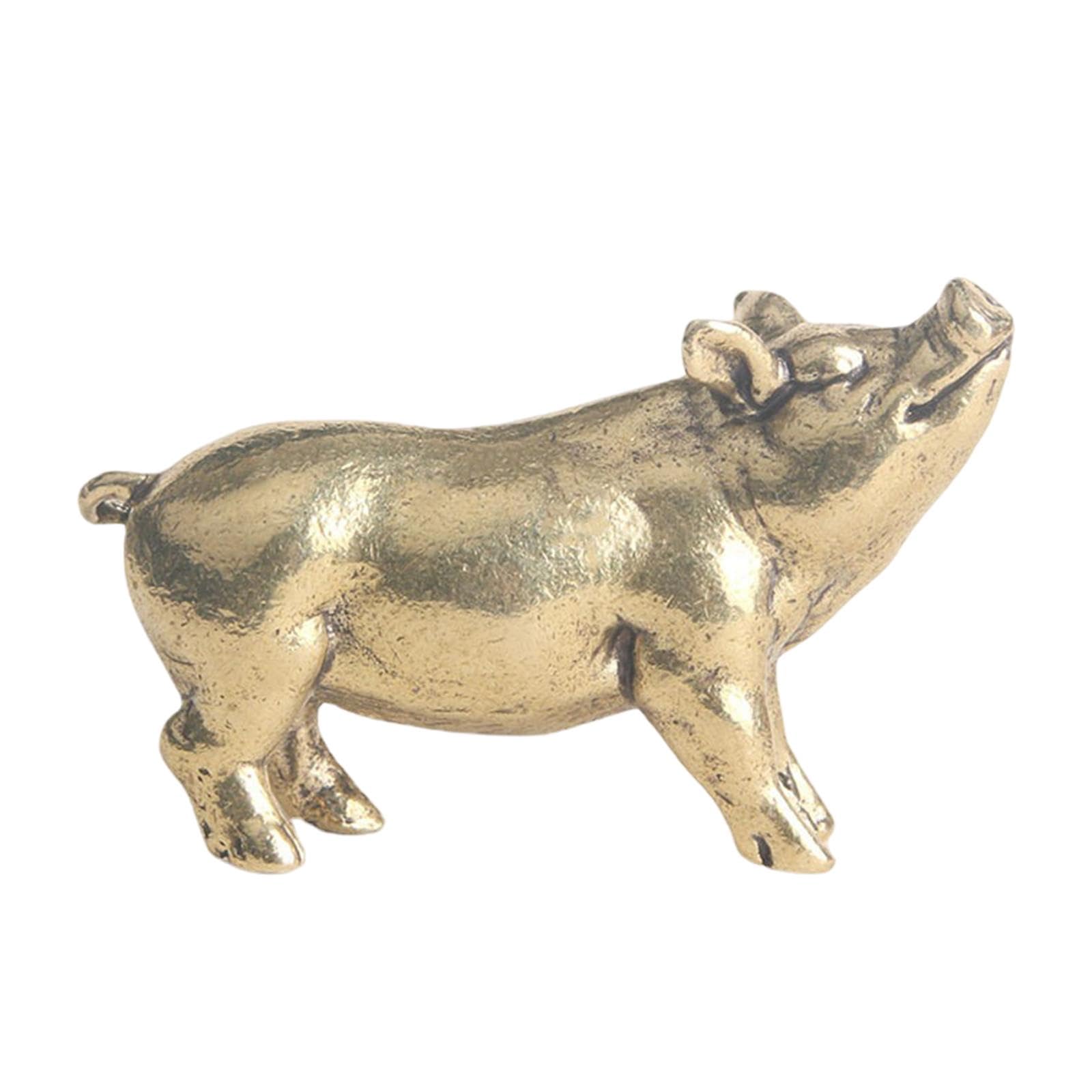 CALANDIS® Brass Pig Statue Tea Pet Figurine Table Decoration for Side Table Collection 45mmx28mm | Figurines | Home D?©cor-image-2